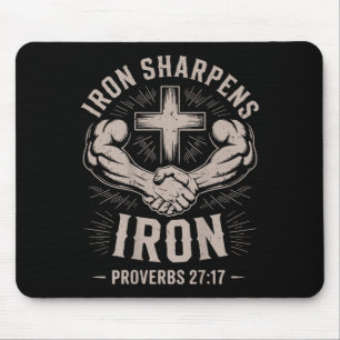 Men's Christian Workout Iron Sharpens Iron Proverb Mouse Pad