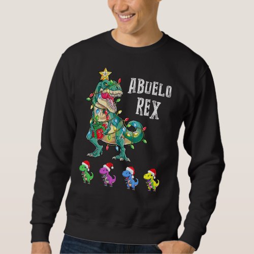 Mens Christmas Abuelo Rex With T Rex Grandkids Sweatshirt