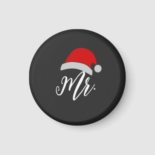 Mens Christmas Couples Mr  Mrs Santa hat design Magnet