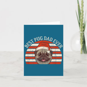 Mens Christmas Retro Vintage Dog Pug Dad Ever Card