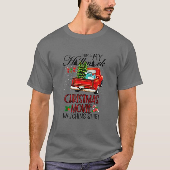 Mens Christmas This Is My Hä.Llmä.Rks Movie Watchi T-Shirt (Front)