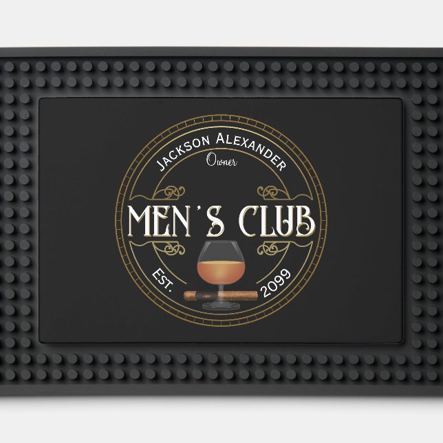 Men's Cigar and Drink Club Bar Mat (Front (Close Up))