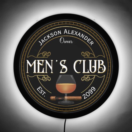 Mens Cigar and Drink Club LED Sign