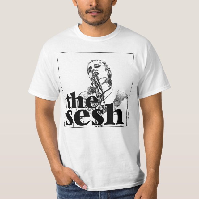 Men's "Claire Bryant in The Sesh" White Tee (Front)