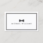 Men's Classic Bow Tie Logo Black/Ivory Business Card | Zazzle