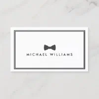 Men's Classic Bow Tie Logo - Black and White Business Card | Zazzle