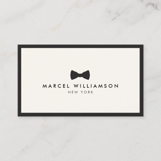 Customizable Men's Classic Bow Tie Logo Black/Ivory Business Card