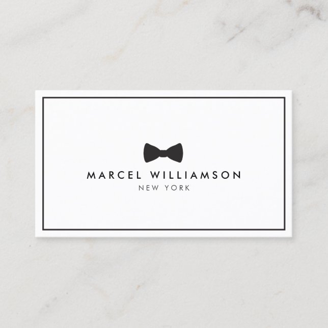 Men's Classic Bow Tie Logo Black/White Business Card (Front)