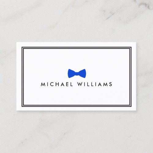 Mens Classic Bow Tie Logo _ Blue and White Business Card