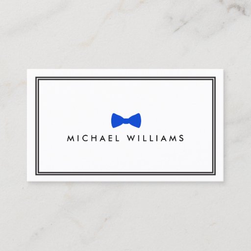 Customizable Men's Classic Bow Tie Logo - Blue and White Business Card Templates