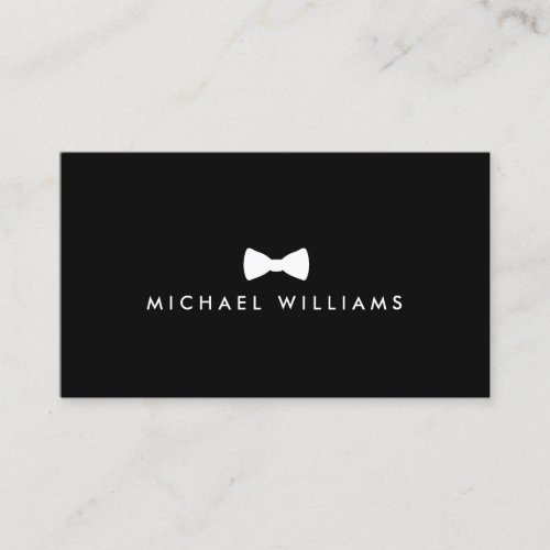 Mens Classic Bow Tie Logo _ White and Black Business Card