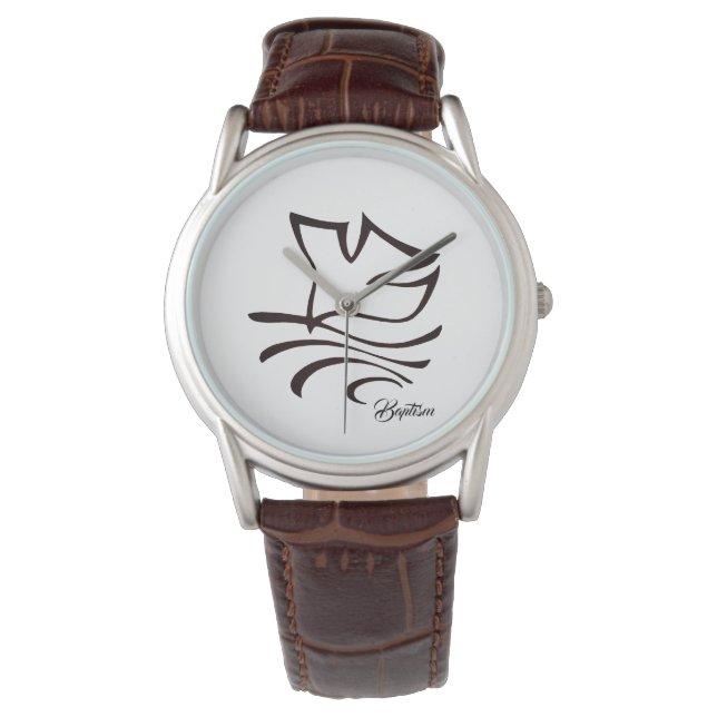 Men's Classic Leather-Baptism Dove Watch (Front)