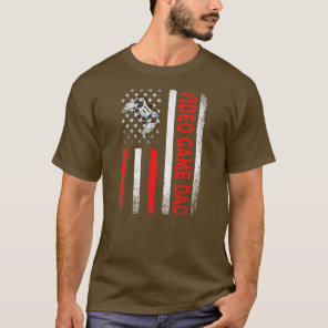 Mens Classic Retro American Flag Video Game Dad T-Shirt