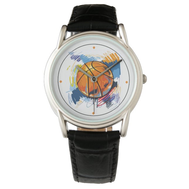 Men's Classic Watch-Basketball wtih Time Markings Watch (Front)
