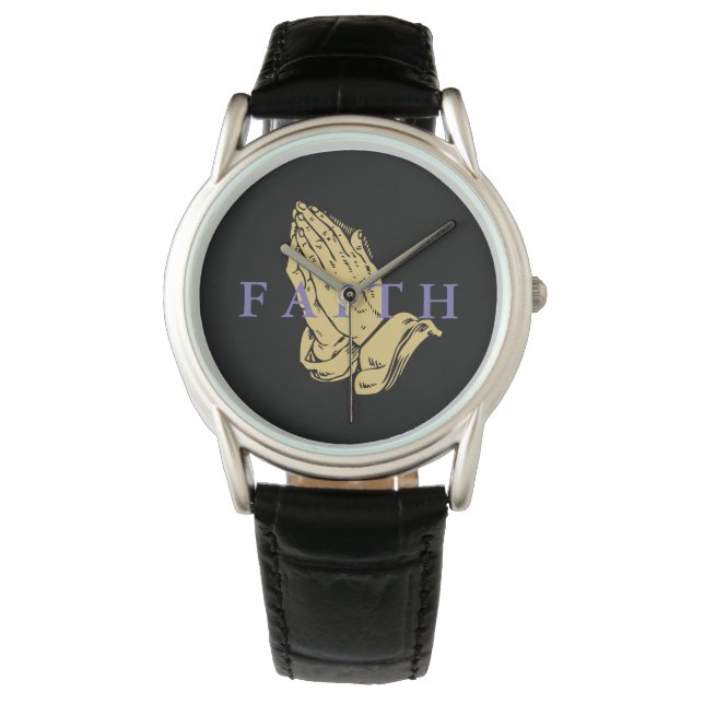 Mens Classic Watch-Hands of Prayer Faith Watch (Front)