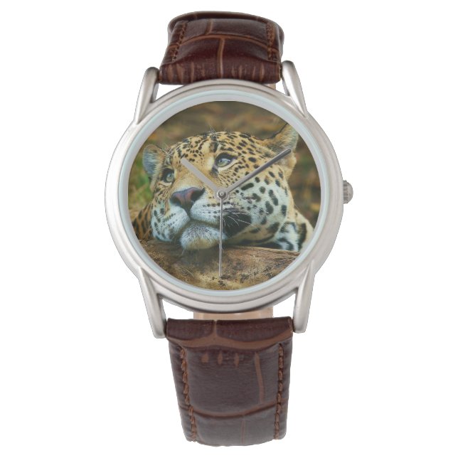 Mens Classic Watch/Wildlife Leopard Watch (Front)