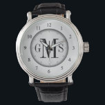 Men's Classy Personalized Monogram Watch<br><div class="desc">Elegant and classy, clean and simple customized monogrammed watches for the special man on your gift list. Classic easy to read numbers with gray hash marks on metallic silver-tone face. Bold and sophisticated monogram initials for traditional style gentlemen -- click Customize It to change the font sizes, style or colors....</div>
