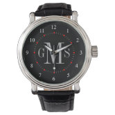 Men's watch with personalized 3 letter monogram | Zazzle