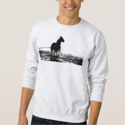 Mens Clothing Ash Sweatshirt Running Horse Design