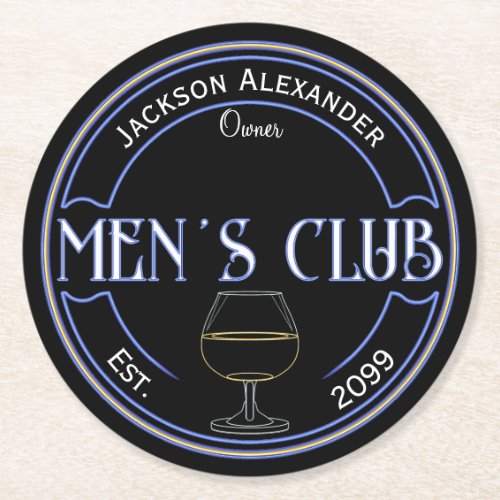 Mens Club Man Cave Bar Paper Coasters