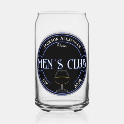 Mens Club Man Cave Drinkware  Can Glass