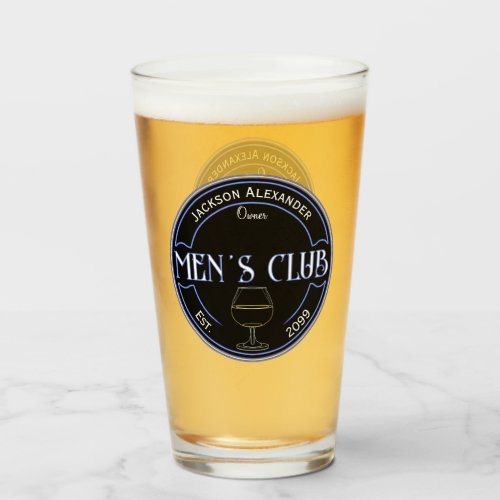 Mens Club Man Cave Drinkware Pint Beer Glass