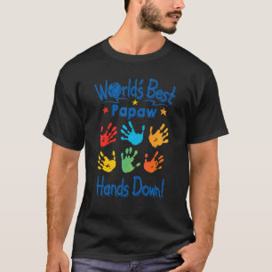 Mens Colorful Little Hands Worldu2019s Best Papaw  T-Shirt