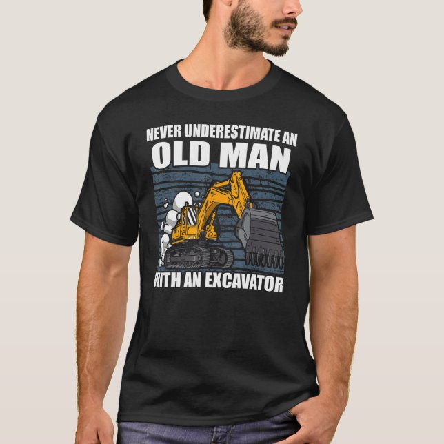 Mens Construction Worker Heavy Equipment Excavator T-Shirt (Front)