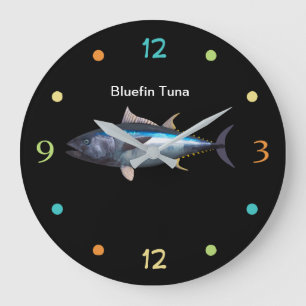Men's Cool Blue Fin Tuna Fishing Large Clock