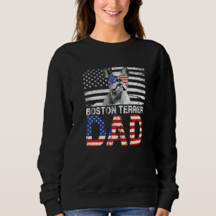 Mens Cool Boston Terrier Dad Usa Flag Patriotic Fa Sweatshirt