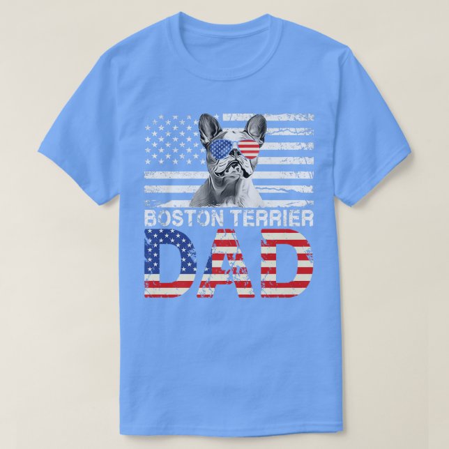 Mens Cool Boston Terrier Dad USA Flag Patriotic Fa T-Shirt (Design Front)