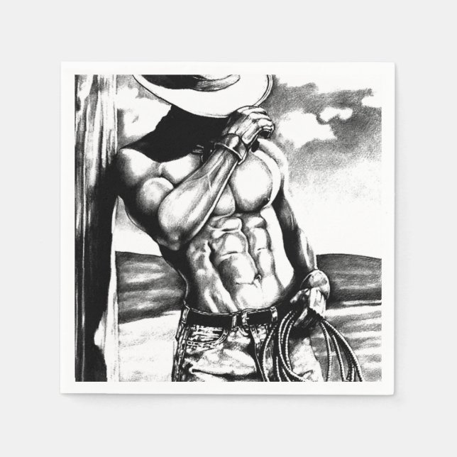 Men's Cool Elegant Handsome Country Cowboy Paper Napkins (Front)