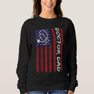 Mens Cool Father's Day American Flag Doctor Dad 4t Sweatshirt
