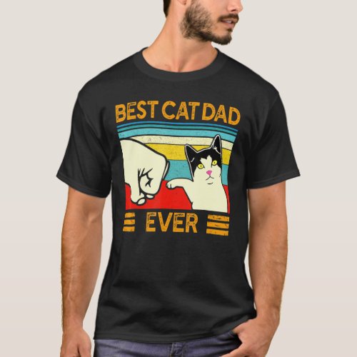 Mens Cool Fathers Day Retro Vintage Best Cat Dad E T_Shirt