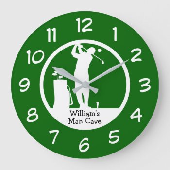 Men's Cool Golf Theme Wall Clocks by idesigncafe at Zazzle