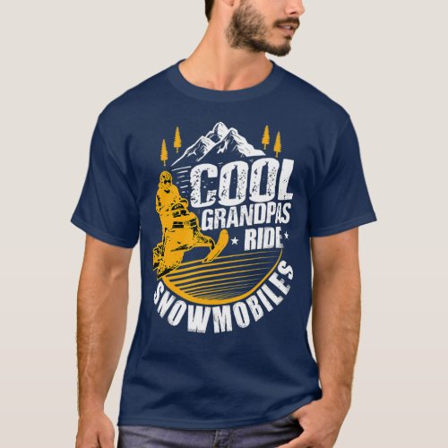 Mens Cool Grandpas Ride Snowmobiles Gift Funny T_Shirt