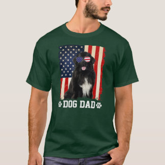 Mens Cool Newfoundland Dog Dad American Flag T-Shirt
