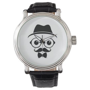 Men's Cool Trendy Hipster Guy Watch by rhondajaidesigns at Zazzle