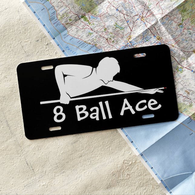 Men's Coolest Billiards 8 Ball Theme Car License Plate (In Situ)