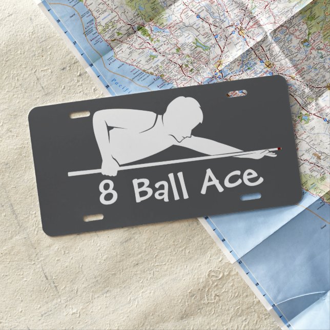 Men's Coolest Billiards 8 Ball Theme Car License Plate (In Situ)