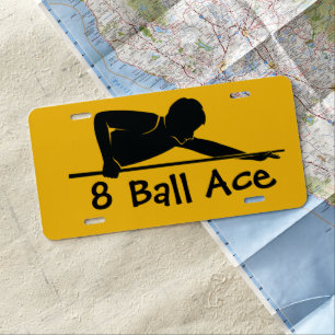 Men's Coolest Billiards 8 Ball Theme Car License Plate