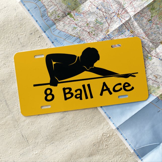Men's Coolest Billiards 8 Ball Theme Car License Plate (In Situ)