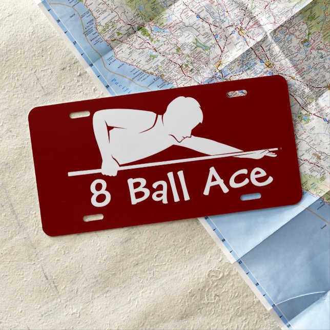 Men's Coolest Billiards 8 Ball Theme Car License Plate (In Situ)
