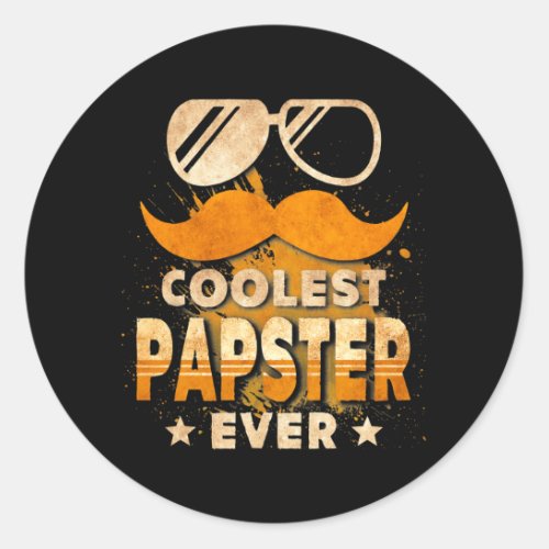 Mens Coolest Papster Ever Fathers Day For Dad Classic Round Sticker