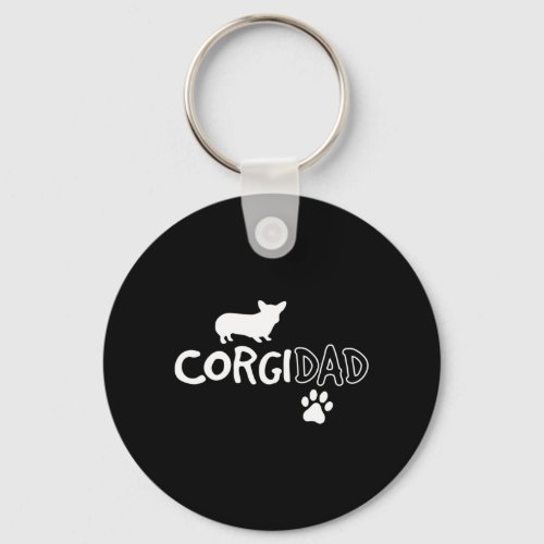 Mens Corgi Dad Fun Cute Dog Pet Owner Adopt Rescue Keychain