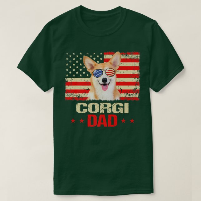 Mens Corgi Dad Usa Flag Dog Lover Fathers Day1131 T-Shirt (Design Front)