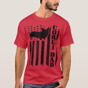Mens Corgi Dad Vintage American Flag Patriotic Cor T-Shirt