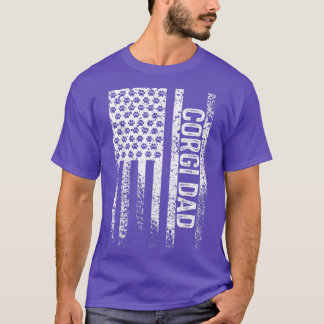 Mens Corgi Owner American Flag Corgi Dog Dad T-Shirt
