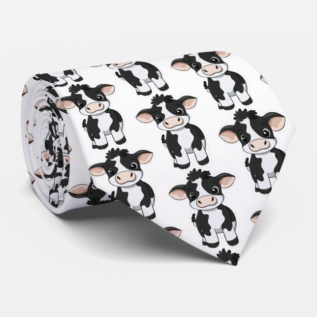 Men's Cow Graphic Farm Neck Tie (Rolled)