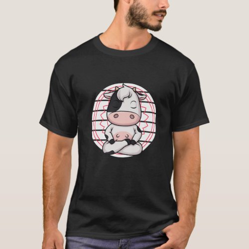 Mens Cow Meditating Animal Meditation Chakra Zen Y T_Shirt